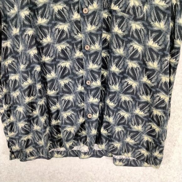 Geoffrey Beene Shirt Mens Size L Silk Blend Button Down Black Tropical Hawaiian - Picture 3 of 10